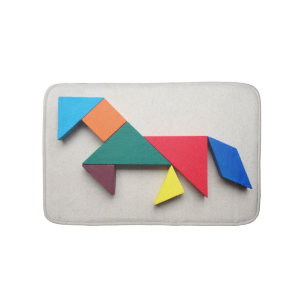 Multicolor horse Tangram Badmat