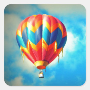 Multicolor Hot Air-ballon Vierkante Sticker