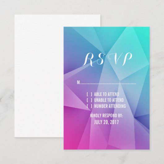 Multicolor Jewel Tones Wedding RSVP Kaart (Voorkant / Achterkant)