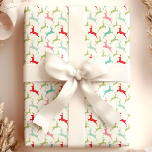 Multicolor Jumping Deer Kerstmis Cadeaupapier