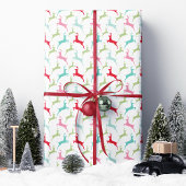Multicolor Jumping Deer Kerstmis Cadeaupapier