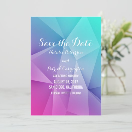 Multicolor Juweeltonen Save the Date Uitnodiging (Staand voorkant)