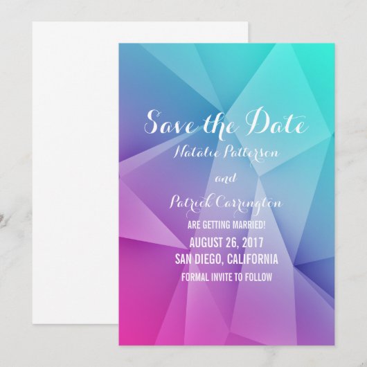 Multicolor Juweeltonen Save the Date Uitnodiging (Voorkant / Achterkant)
