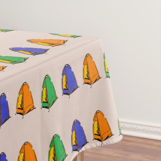 Multicolor kampeertenten tafelkleed (Voorbeeld)