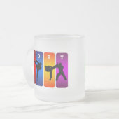Multicolor Karate Emblem Matglas Koffiemok (Voorkant links)