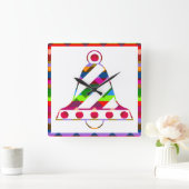 Multicolor kerstballen vierkante klok (Huis)