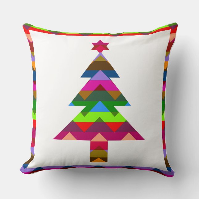 Multicolor kerstbomen #2 kussen (Voorkant)