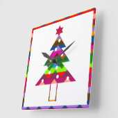 Multicolor kerstbomen vierkante klok (Hoek)