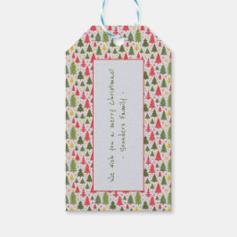 Multicolor kerstboom cadeaulabel