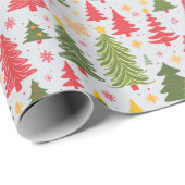 Multicolor kerstboom cadeaupapier (Rol Hoek)