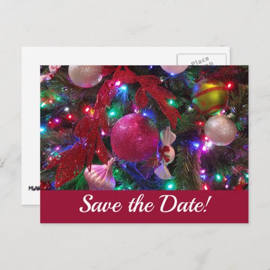Multicolor kerstboom kleurig sparen de Datum Aankondigingskaart (Voorkant / Achterkant)