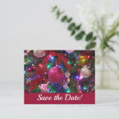 Multicolor kerstboom kleurig sparen de Datum Aankondigingskaart (Staand voorkant)