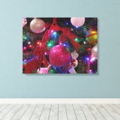 Multicolor kerstboom kleurige feestdag canvas afdruk (Insitu (Houten vloer))