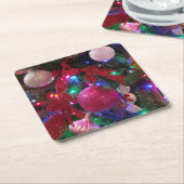 Multicolor kerstboom kleurige feestdag kartonnen onderzetters (Schuin)