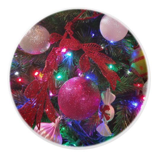 Multicolor kerstboom kleurige feestdag keramische knop (Voorkant)
