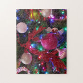 Multicolor kerstboom kleurige feestdag legpuzzel (Verticaal)