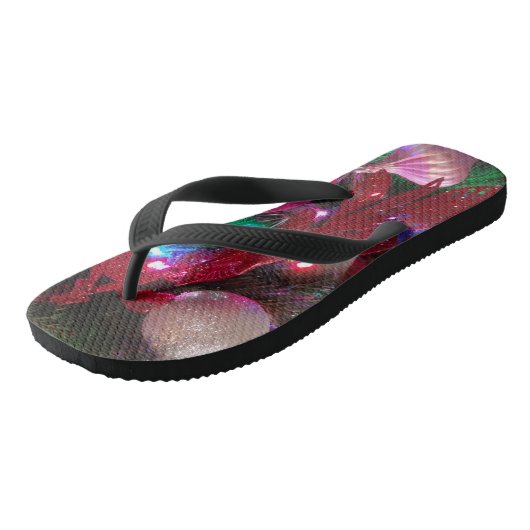 Multicolor kerstboom kleurige feestdag teenslippers (Schuin)