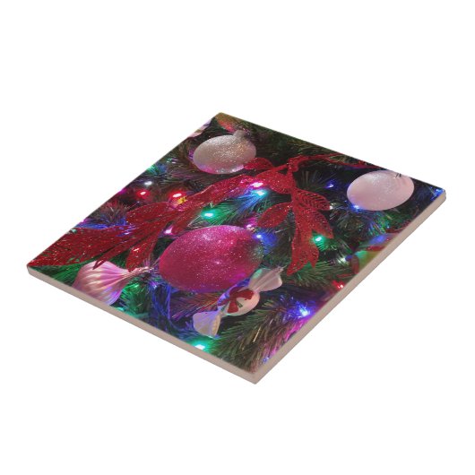 Multicolor kerstboom kleurige feestdag tegeltje (Zijkant)