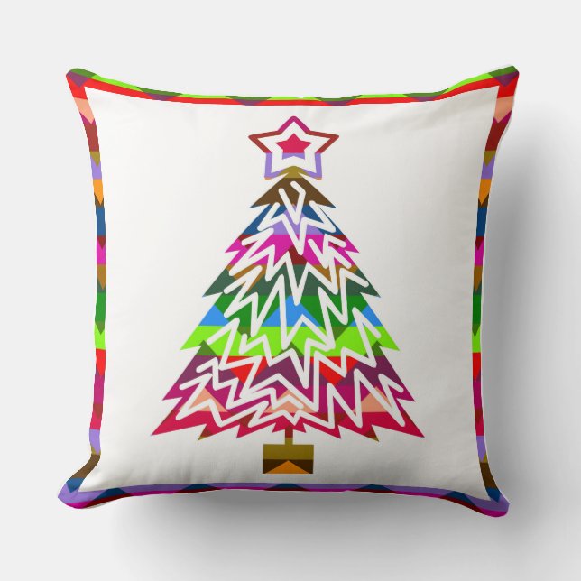 Multicolor kerstboom kussen (Voorkant)