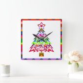 Multicolor kerstboom vierkante klok (Huis)