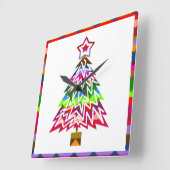 Multicolor kerstboom vierkante klok (Hoek)