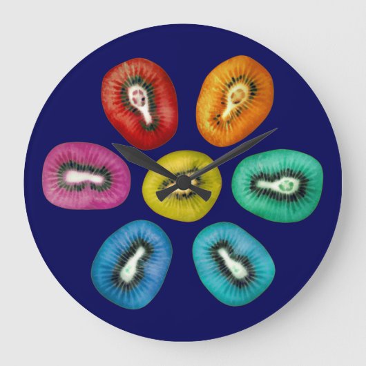 Multicolor Kiwi Pattern Grote Klok (Voorkant)