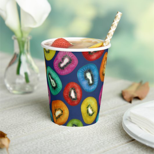 Multicolor Kiwi Pattern Papieren Bekers (Insitu)