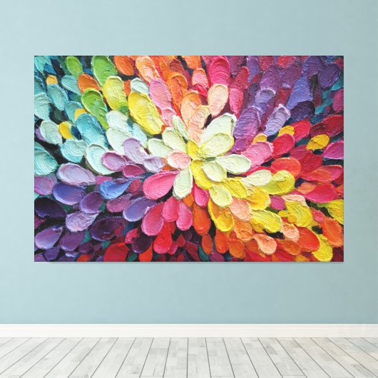Multicolor Kleurenexplosie Textuur Abstracte Wandk Canvas Afdruk (Insitu (Houten vloer))