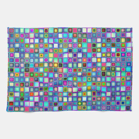 Multicolor 'Kleuterschool' Retro Tegels Patroon Theedoek (Horizontaal)