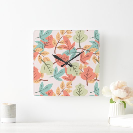 Multicolor Leaves Vierkante Klok (Huis)
