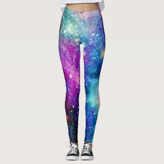 multicolor leggings van het kosmische stermelkwegp (Voorkant)