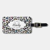 Multicolor Leopard Print Bagagelabel (Voorkant horizontaal)