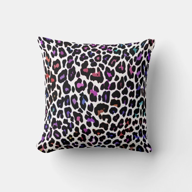 Multicolor Leopard White Kussen (Voorkant)