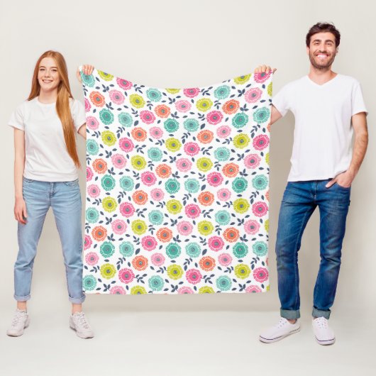 multicolor leuk bloempatroon fleece deken (In situ)