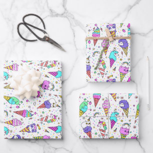 Multicolor leuke ijsjeshoorn eenhoorn patroon inpakpapier vel
