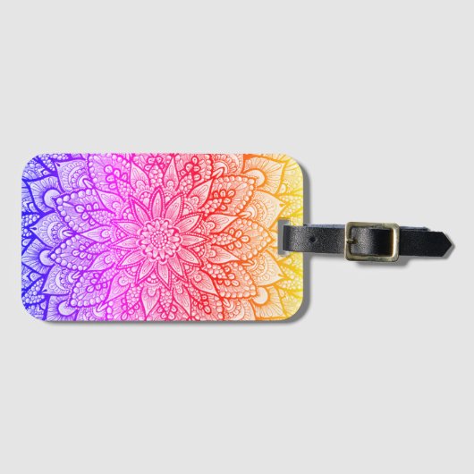 Multicolor Mandala-ontwerp originele kunst  Bagagelabel (Voorkant (horizontaal))