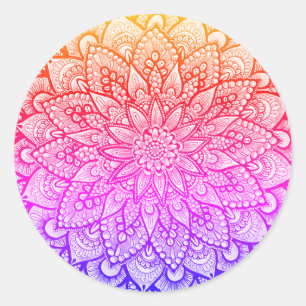Multicolor Mandala-ontwerp originele kunst  Ronde Sticker