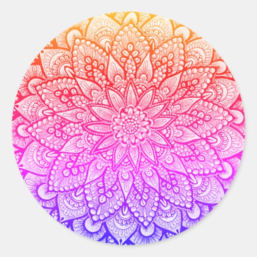 Multicolor Mandala-ontwerp originele kunst Ronde Sticker (Voorkant)