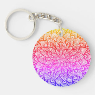 Multicolor Mandala Ontwerp Originele Kunst  Sleutelhanger