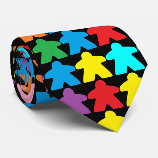 Multicolor Meeples Necktie Stropdas (Opgerold)
