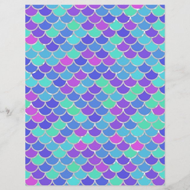 Multicolor Mermaid Scales Scrapbook Paper (Voorkant)