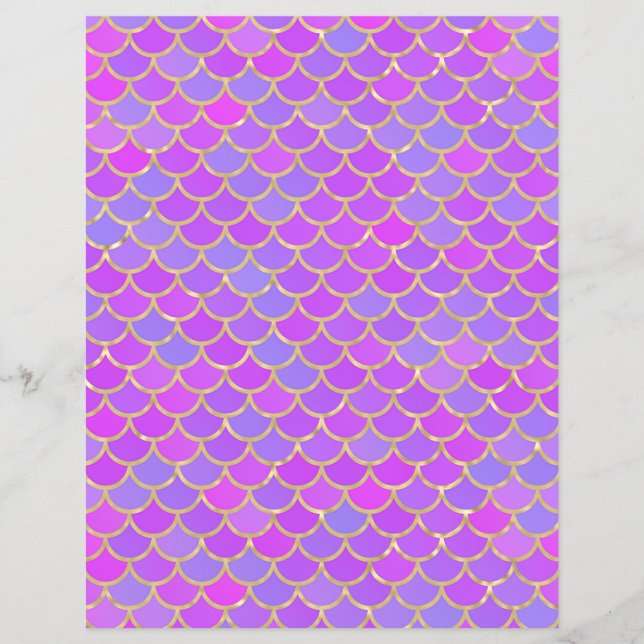 Multicolor Mermaid Scales Scrapbook Paper (Voorkant)