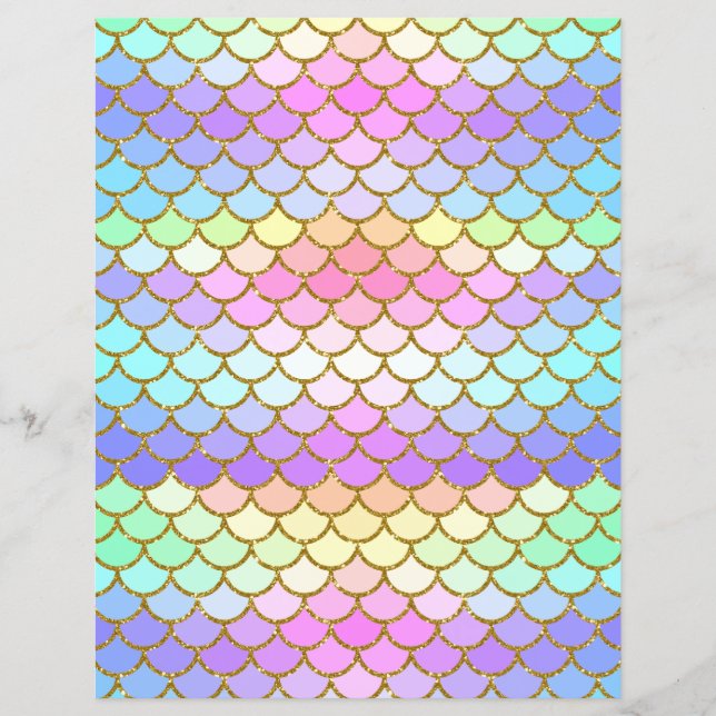 Multicolor Mermaid Scales Scrapbook Paper (Voorkant)