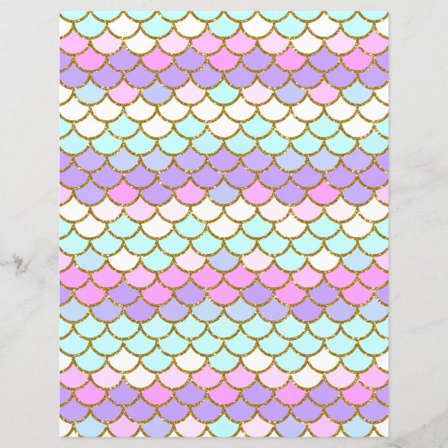 Multicolor Mermaid Scales Scrapbook Paper (Voorkant)