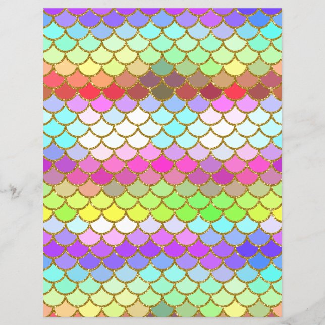 Multicolor Mermaid Scales Scrapbook Paper (Voorkant)