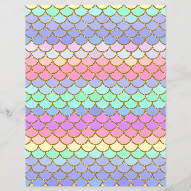 Multicolor Mermaid Scales Scrapbook Paper (Voorkant)