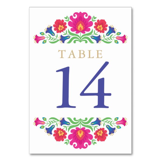 Multicolor Mexicaanse Bloemen Tafel Nummer Kaart (Achterkant)
