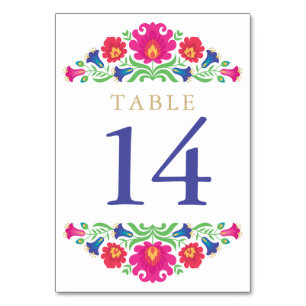 Multicolor Mexicaanse Bloemen Tafel Nummer Kaart
