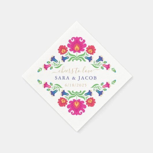 Multicolor Mexicaanse Bloemencocktail servet (Hoek)