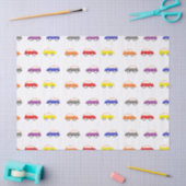 Multicolor minicars op wit tissuepapier (Craft)